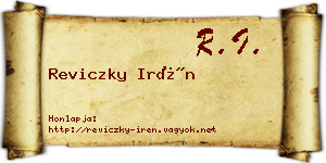 Reviczky Irén névjegykártya